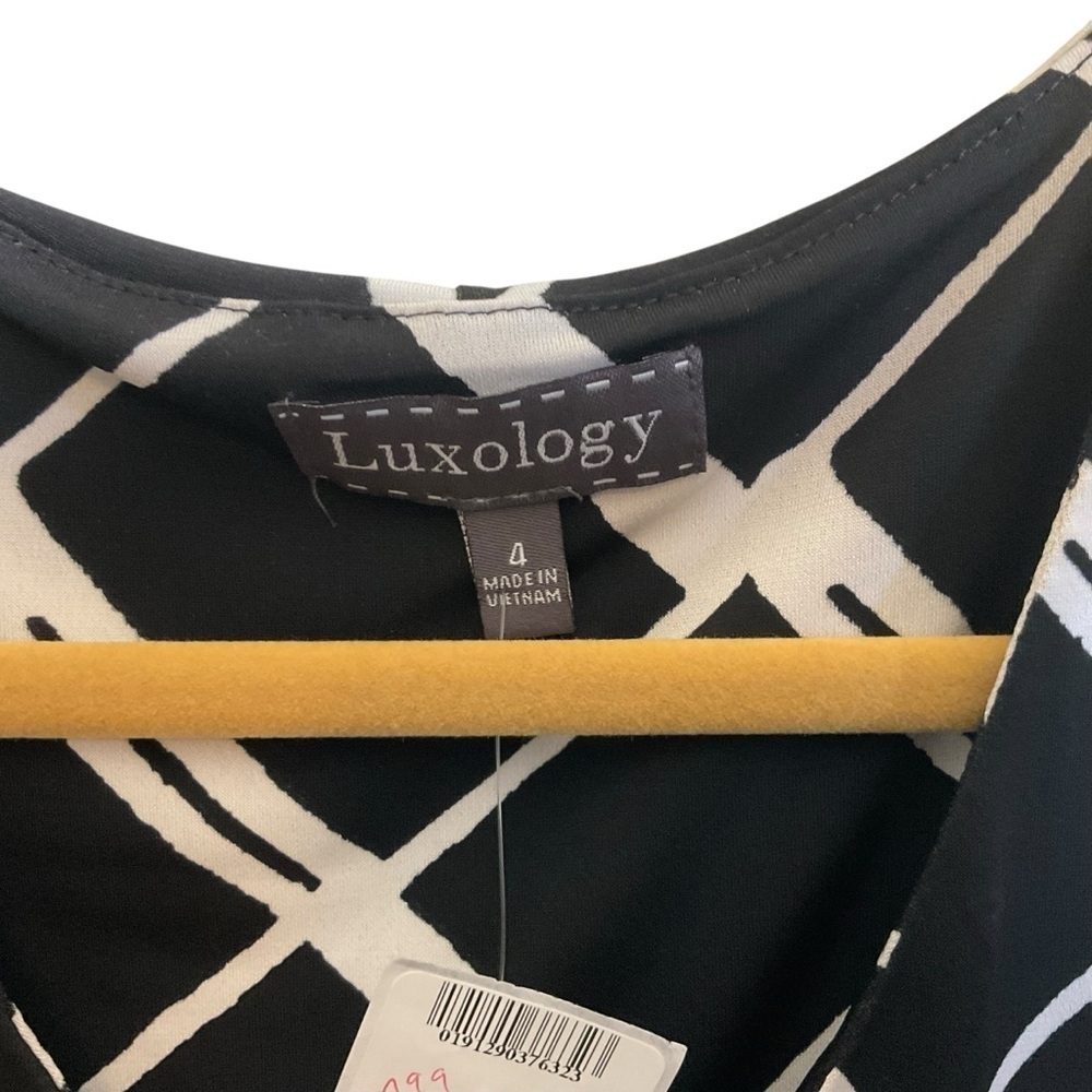 Luxology Black & White Sleeveless Fit & Flare Dress Size Large NWT - Picture 3 of 8